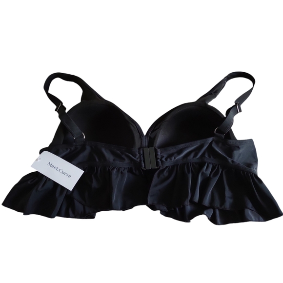 NWT Meet.Curve 4XL Black Ruffle Bikini Top - Picture 2 of 9